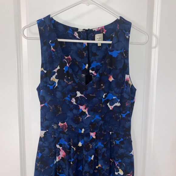 Anthropologie "Seen Worn Kept" Blue Floral V Neck Floral Wide‎ Leg Jumpsuit - 4 - Picture 2 of 14